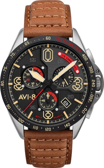 Avi-8 P-51 Mustang Blakeslee Chronograph AV-4077-02 - Herre - 43 mm - Analog - Kvarts urverk - Mineralglas Avi-8 P-51 Mustang Blakeslee Chronograph AV-4077-02 - Herre - 43 mm - Analog - Kvarts urverk - Mineralglas