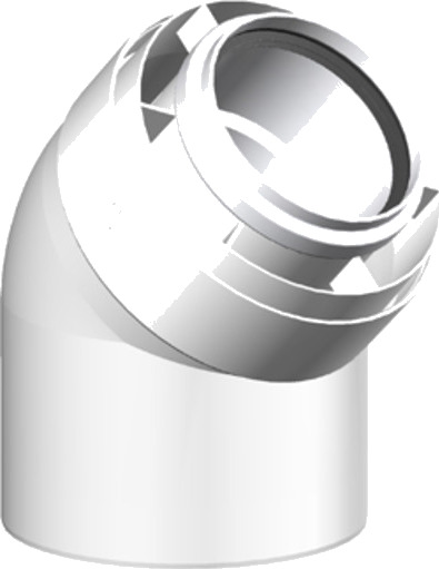 80/125mm Metalbestos ConneXt vinkelstykke 45° PP/Alu 2 stk. white/aluminium 80/125 mm