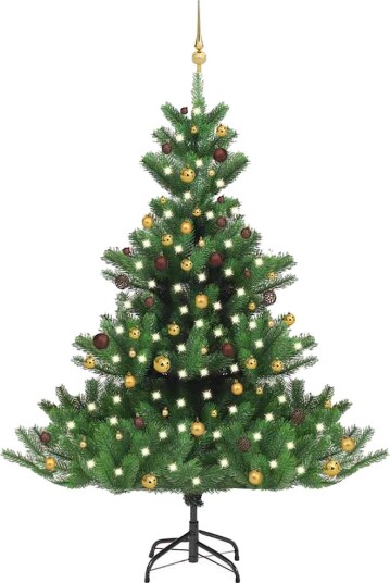 vidaXL Nordmann kunstig juletre med LED og kulesett fir grønn 210 cm vidaXL Nordmann kunstig juletre med LED og kulesett fir grønn 210 cm