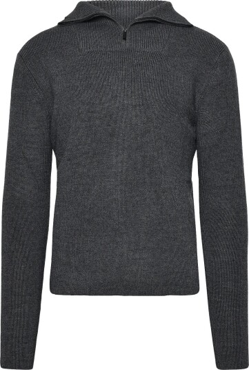 Knowledge Cotton Apparel Merino Half Zip Sweater Grey XL