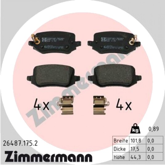 Bremseklosser sett ZIMMERMANN 26487.175.2