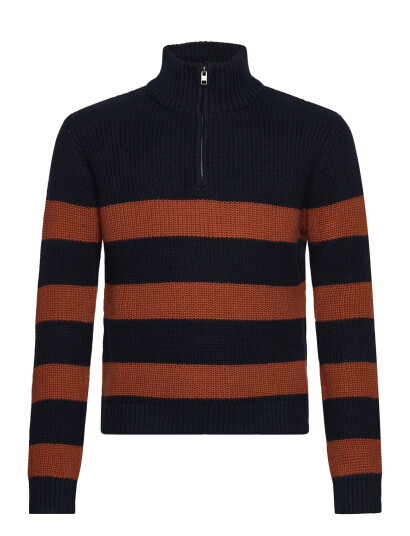 Mango Knitted Sweater With Perkins Neck - Navy - 7-8