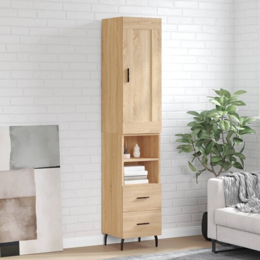 vidaXL Highboard sonoma eik 34,5x34x180 cm konstruert tre 8720845496982