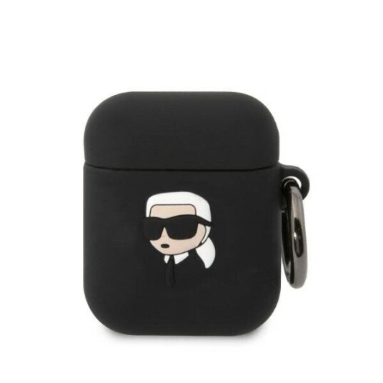 Karl Lagerfeld Kla2runikk Airpods 1/2 Deksel Svart/Svart Silikon Karl Head 3D