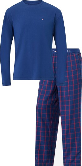 Tommy Hilfiger - Pysjsett Ls Flannel Pj + Slippers Gift - Blå