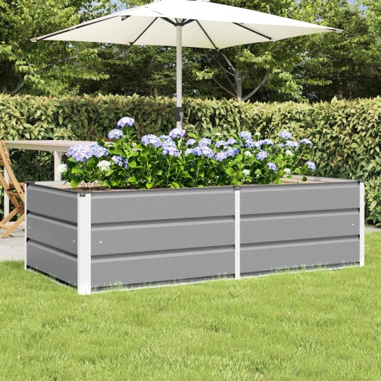 vidaXL Plantekassed Lysegrå 160 x 80 x 45 cm Stål
