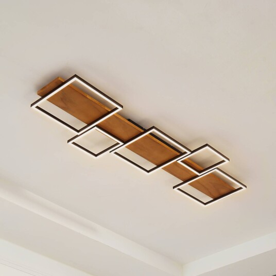 Lindby LED-taklampe Galad svart tre 5 lyskilder 140 cm