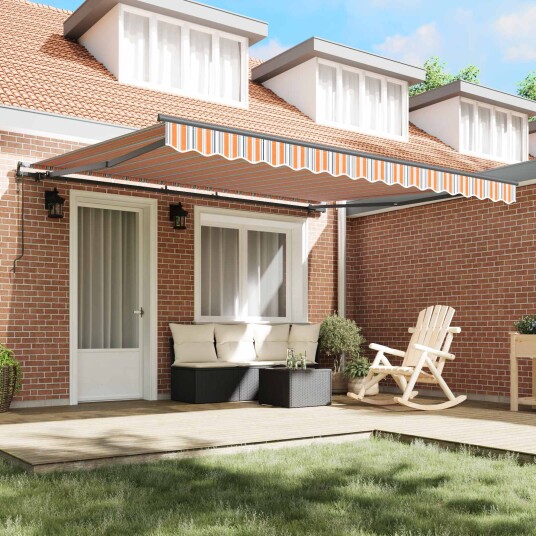 vidaXL Automatisk Uttrekkbar Markise Flerfarget Stripe 400x300 cm