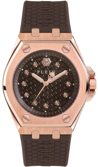 Philipp Plein Dameklokke PWJAA0422 Plein Extreme Brun/Gummi Ø38 mm Philipp Plein Dameklokke PWJAA0422 Plein Extreme Brun/Gummi Ø38 mm