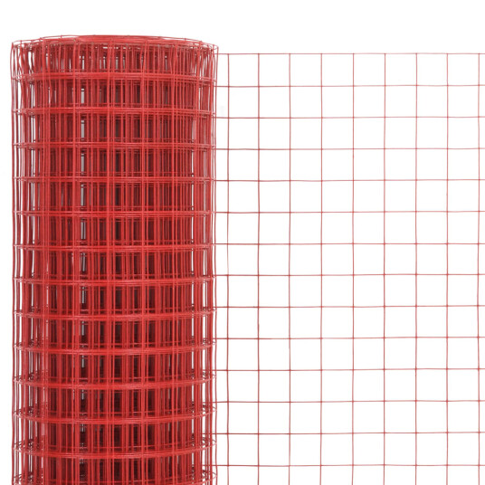 vidaXL Trådgjerde kylling stål med PVC belegg 10x0,5 m rød