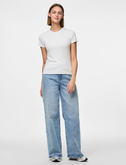 Pieces Pcnicca Ss O-Neck Top Jrs Noos - White - XXL