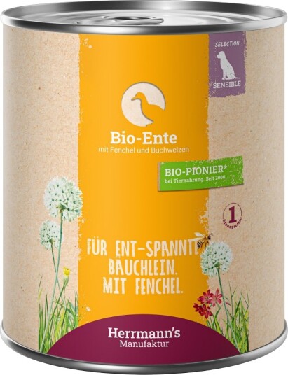 Herrmanns Våtfôr Herrmann'S Meny Sensitive Økologisk Økologisk And Med Økologisk Fennikel Og Økologisk Bokhvete 12 X 400 G 800 G