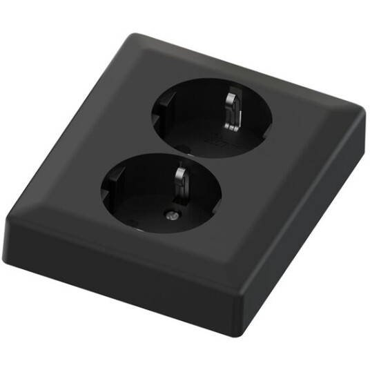 Namron Classic Stikkontakt Dobbel Innfelt Jord Sort