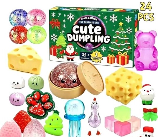 2026 Jule-adventskalender med klemmeballer, 24-dagers nedtellingsgave