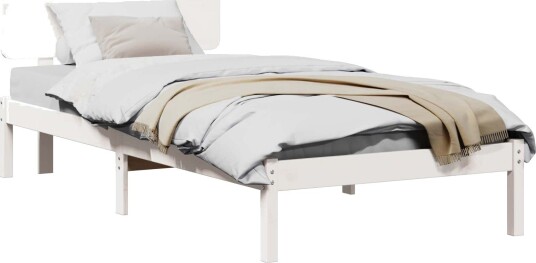  Sengestel med Hodegavl Hvit 90x200 cm Massivt Furutre