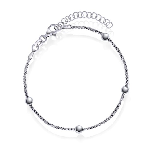 Pan Jewelry, Armbånd i rhodinert 925 sølv med kuler, 19 cm