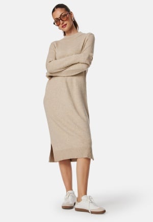 VILA Ril Crew Neck Midi Dress Natural Melange XL VILA Ril Crew Neck Midi Dress Natural Melange XL