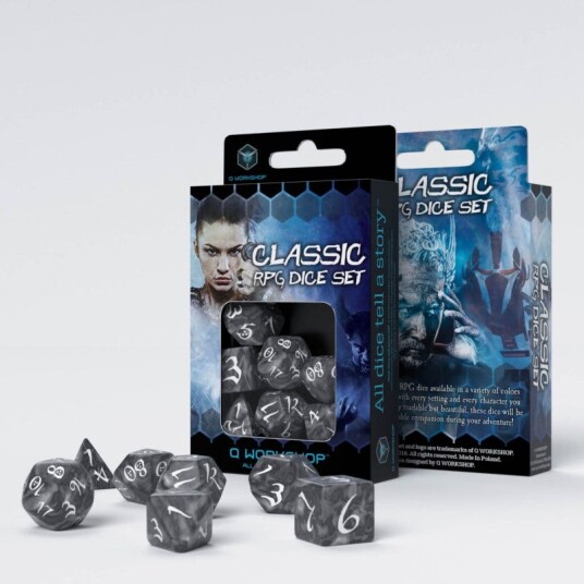 Classic RPG Poly Smoky /White (7) Terningsett - Rollespill fra Outland