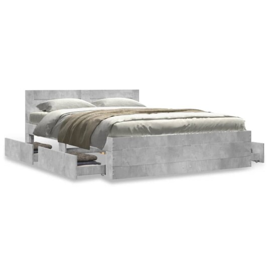  Sengeramme med hodegavl betonggrå 120x200 cm konstruert tre 8721102855764