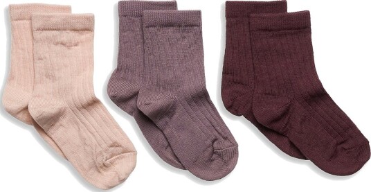 mp Denmark Wool Rib Socks 3 Pack DARK Purple DOVE 40/42