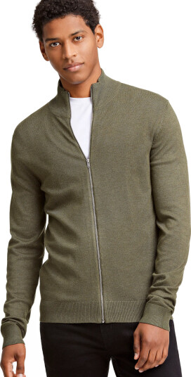 Lindbergh Ecovero L/S Zip Cardigan - Khaki green - XXL Lindbergh Ecovero L/S Zip Cardigan - Khaki green - XXL