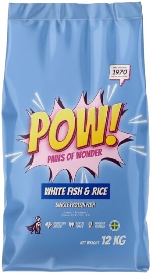 POW! Hundefôr med Hvitt Fisk og Ris 12 kg - Tørrfôr for Voksne Hunder POW! Hundefôr med Hvitt Fisk og Ris 12 kg - Tørrfôr for Voksne Hunder