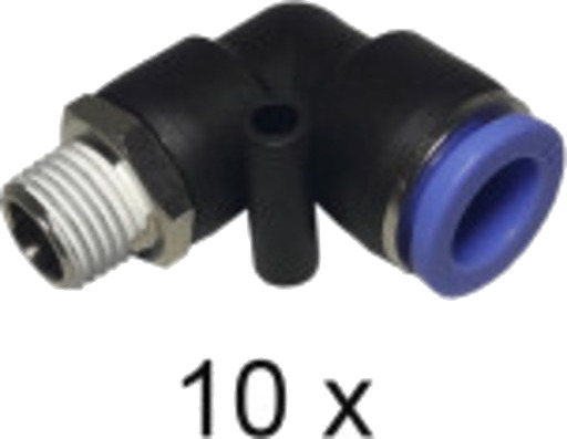 Adapter 1/4". Innstikksvinkel 12 mm. Hunn. Pakke med 10 stk.