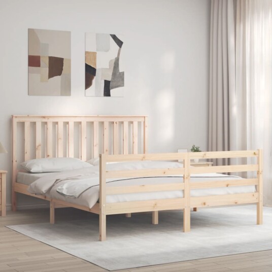 vidaXL Sengeramme med hodegavl 5FT King Size heltre 8720845994211