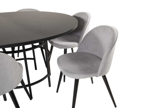 Venture Design Copenhagen & Velvet spisegruppe Svart/svart 6 st stoler & bord 140 cm
