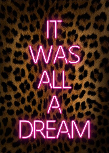 Personalisert Plakat Tilpasset Neon Tekst på Leopard Skinn
