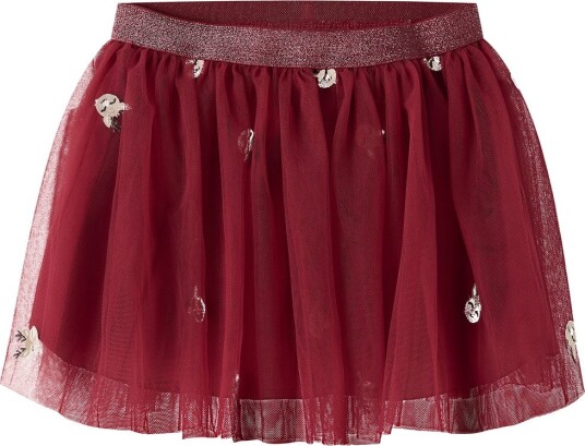 Name It Tyllskjørt - NmfVeross - Rød Dahlia/Reinsdyr - Name It - 7 år (122) - Skjørt Beige Bordeaux Brun Grønn
