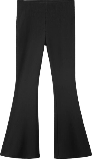 Mango Ribbed Flared Leggings Black 128