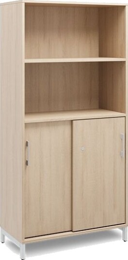 Kontorskab Dna, 800X1660 Mm, Eg/Alugrå, Skydedør 4A4/2A4 Kontorskab Dna, 800X1660 Mm, Eg/Alugrå, Skydedør 4A4/2A4