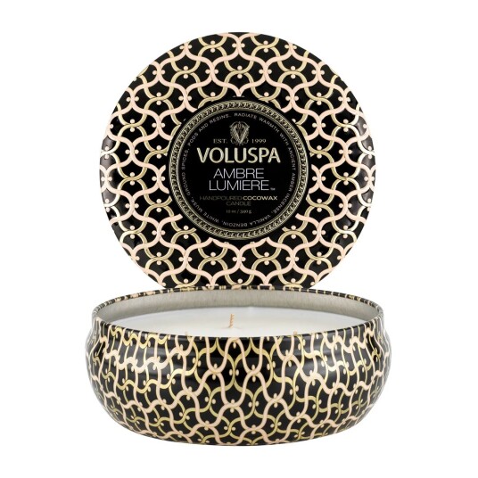 Voluspa Maison Noir 3-wick Tin duflys 40 timer Ambre Lumiere
