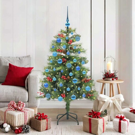vidaXL Kunstig juletre med LED -stripelys grønn 150 cm PVC og metall