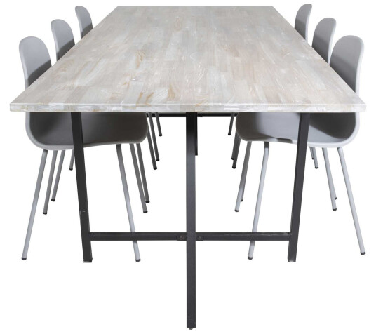 Venture Design Jepara & Arctic spisegruppe Grå/grå 6 st stoler & bord 250 x 100 cm