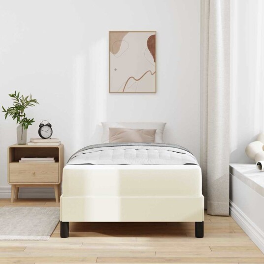 Sengestamme med madrass Krem 80 x 200 cm stoff