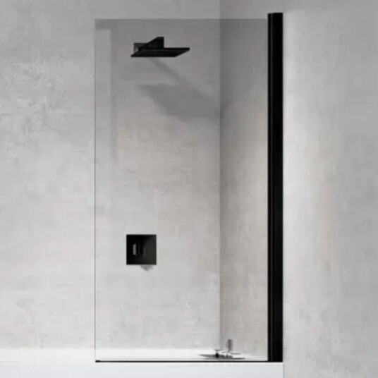 Novellini Young 2.0 1V Badekarvegg 75X150 cm, Sort Matt/Klart Glass Novellini Young 2.0 1V Badekarvegg 75X150 cm, Sort Matt/Klart Glass