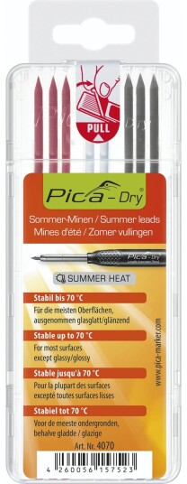 Pica Marker PI4070SB Refill Stifter   3 r??de 2 hvite 3 grafitt