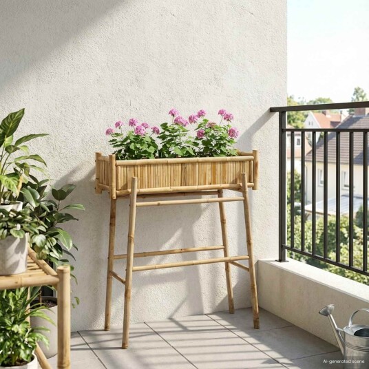 vidaXL Hagepotte med holder Naturlig 100 x 38 x 114 cm Bambus