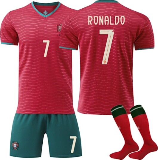 25 26 Portugal landslagsdrakt Special Edition NO.7 RONALDO Sett Barn Voksen Fotballutstyr Med Sokker