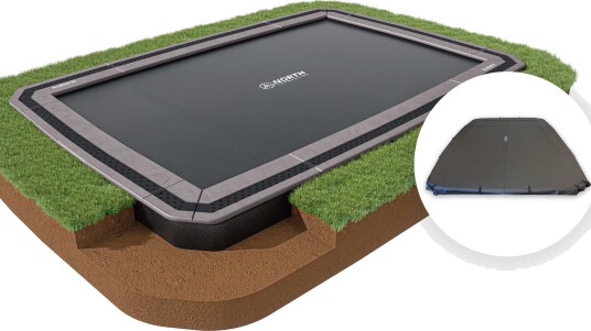 IN GROUND NORTH TRAMPOLINE Rektangulær / 5,2 m x 3,7 m / Trampoline + Overtrekk