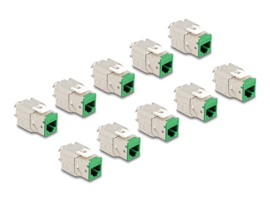 Delock Keystone Module Rj 45 Hunn Til Lsa Hunn Stp Cat 6A Grønn En Pakke 10 88116