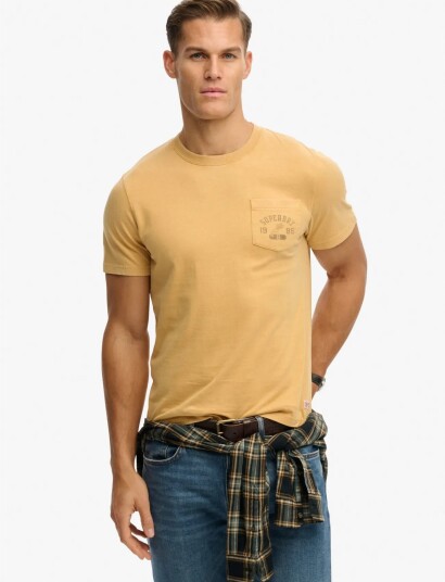 Superdry Vintage Prep Relaxed Pcket Tee   Beige   XL