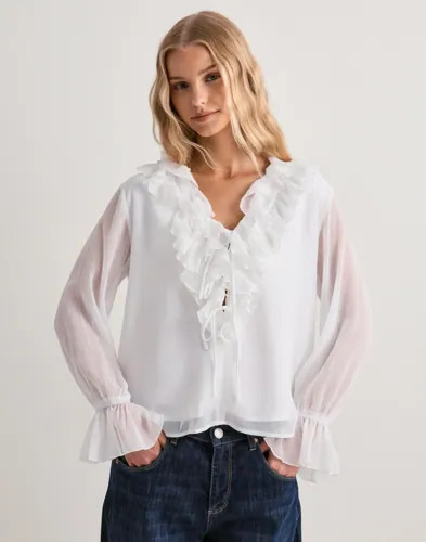 Vero Moda Hvit Vmjessy Ls Ruffle Top Wvn Exp