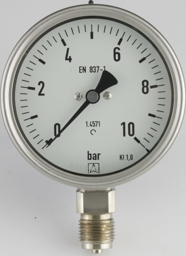 Kjemisk mano Ø100, ½", 0-4 bar, RF/SF-versjon, KL 1.0, NEDÅTGJØRING