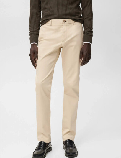 Mango Barna Slim-Fit Twill Chino Trousers - Cream - 48 Mango Barna Slim-Fit Twill Chino Trousers - Cream - 48