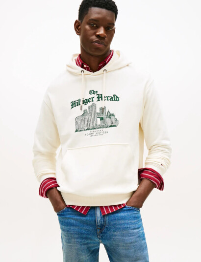 Tommy Hilfiger Herald Skyline Hoody - Cream - XXL Tommy Hilfiger Herald Skyline Hoody - Cream - XXL