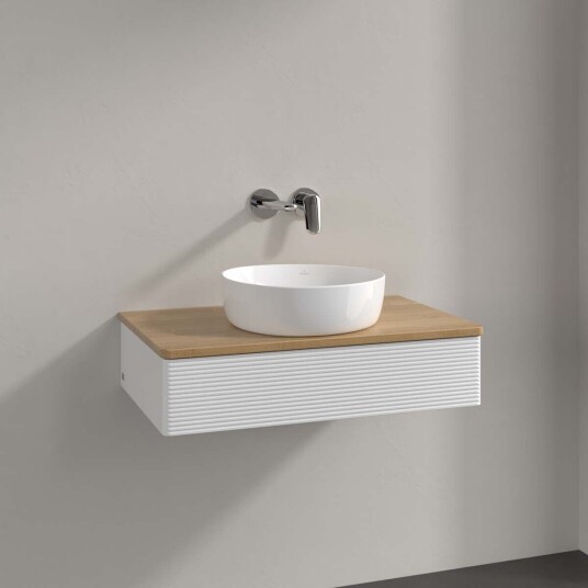 Villeroy & Boch Antao Servantskap med 1 skuff 80x50x19 cm m/lys Hvit Blank/Eik Villeroy & Boch Antao Servantskap med 1 skuff 80x50x19 cm m/lys Hvit Blank/Eik