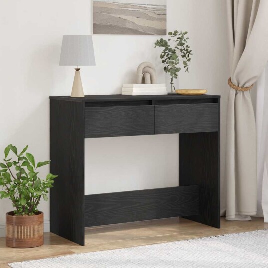  Konsollbord svart eik 89x41x76,5 cm konstruert tre